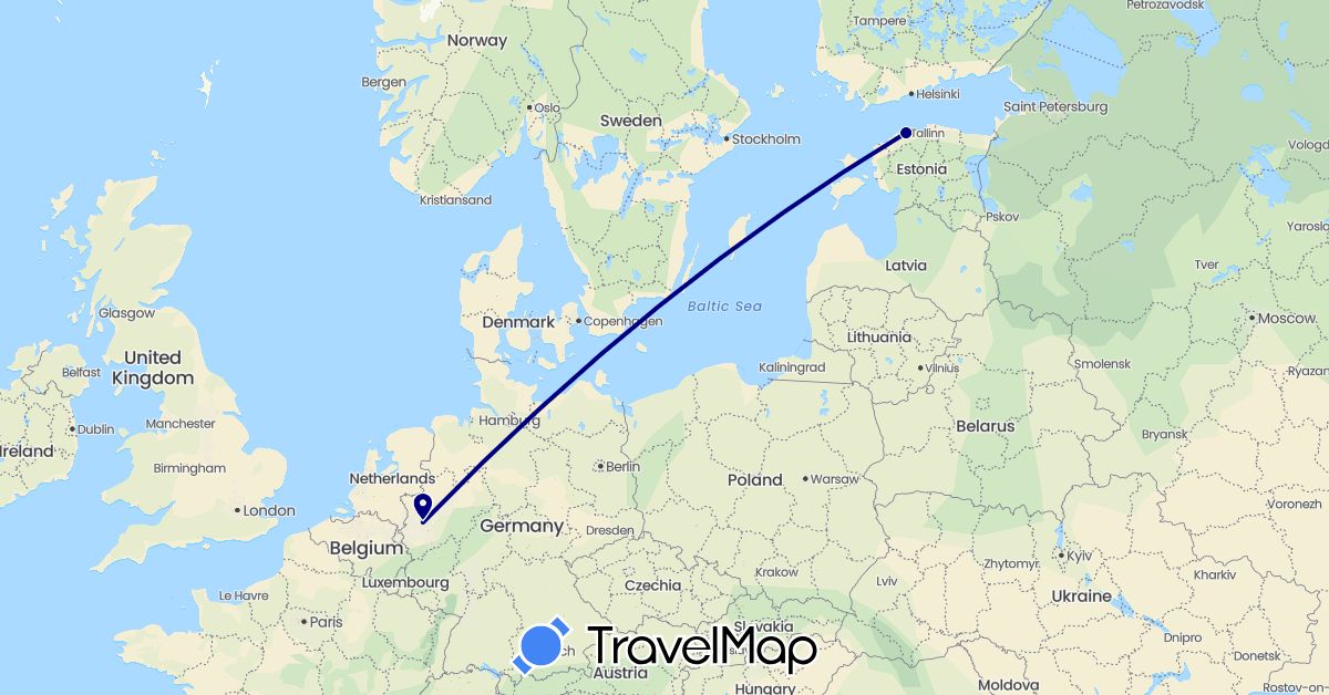 TravelMap itinerary: driving in Germany, Estonia (Europe)